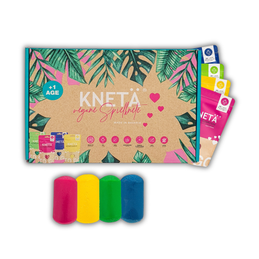 Knetä vegan speelklei: 4 zakjes van 100 gram, roze, geel, groen blauw